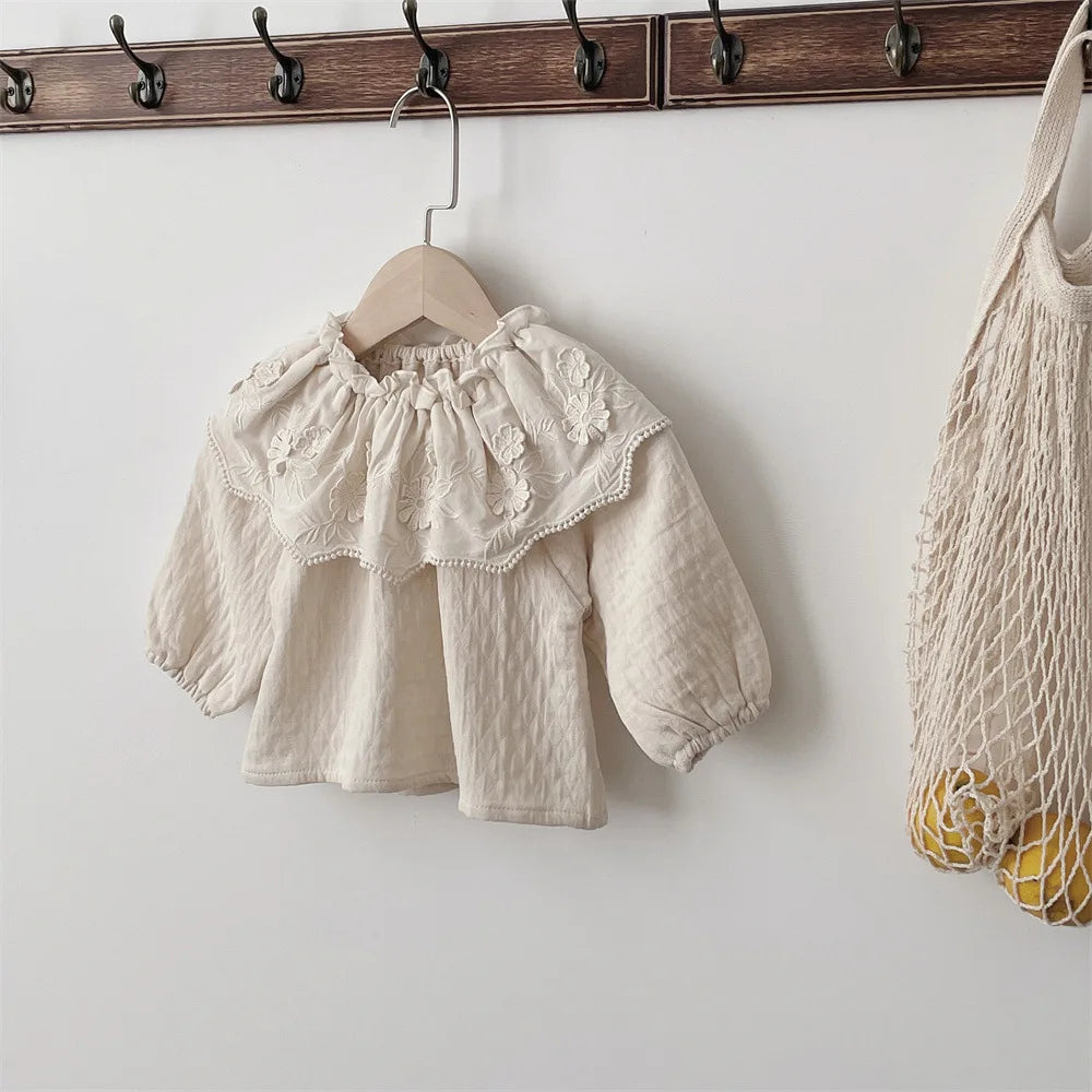 Big Ruffle Floral Collar Blouse
