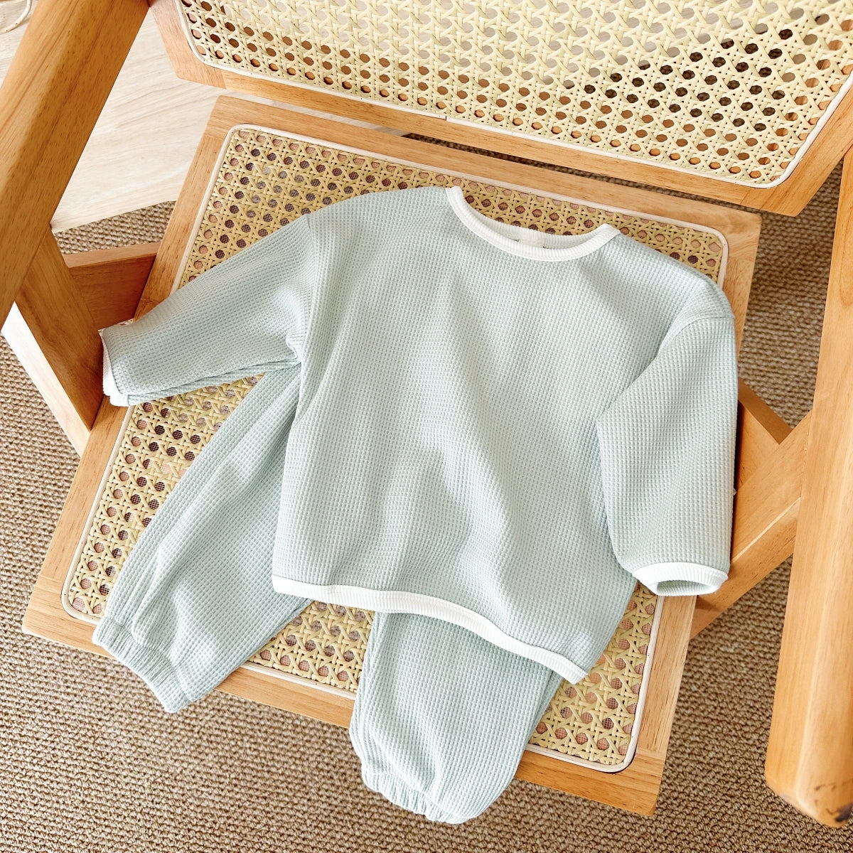 Waffle Knit Patched Set