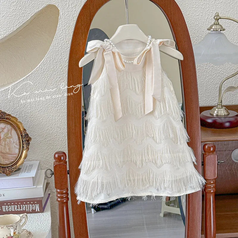 Girls Fringe Bow Dress