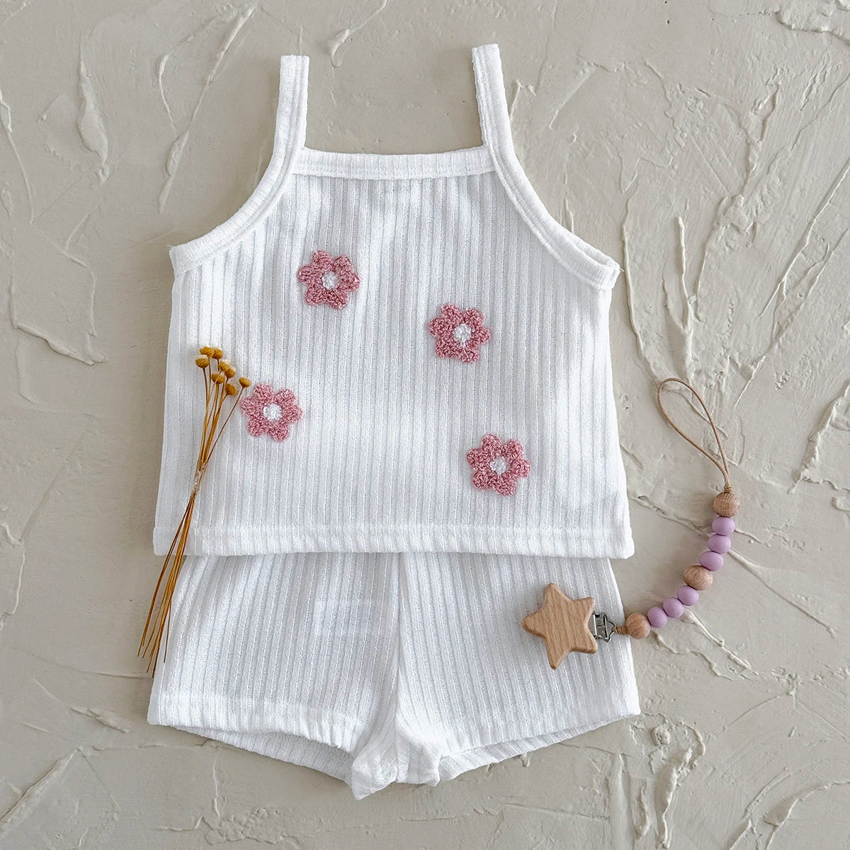 Ribbed Floral Patch Camisole Set