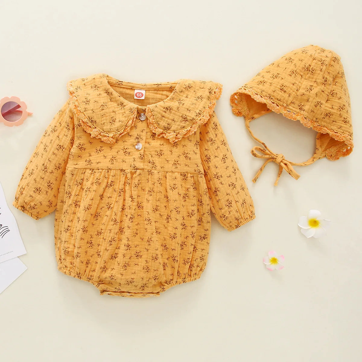 Muslin Floral Romper and Hat