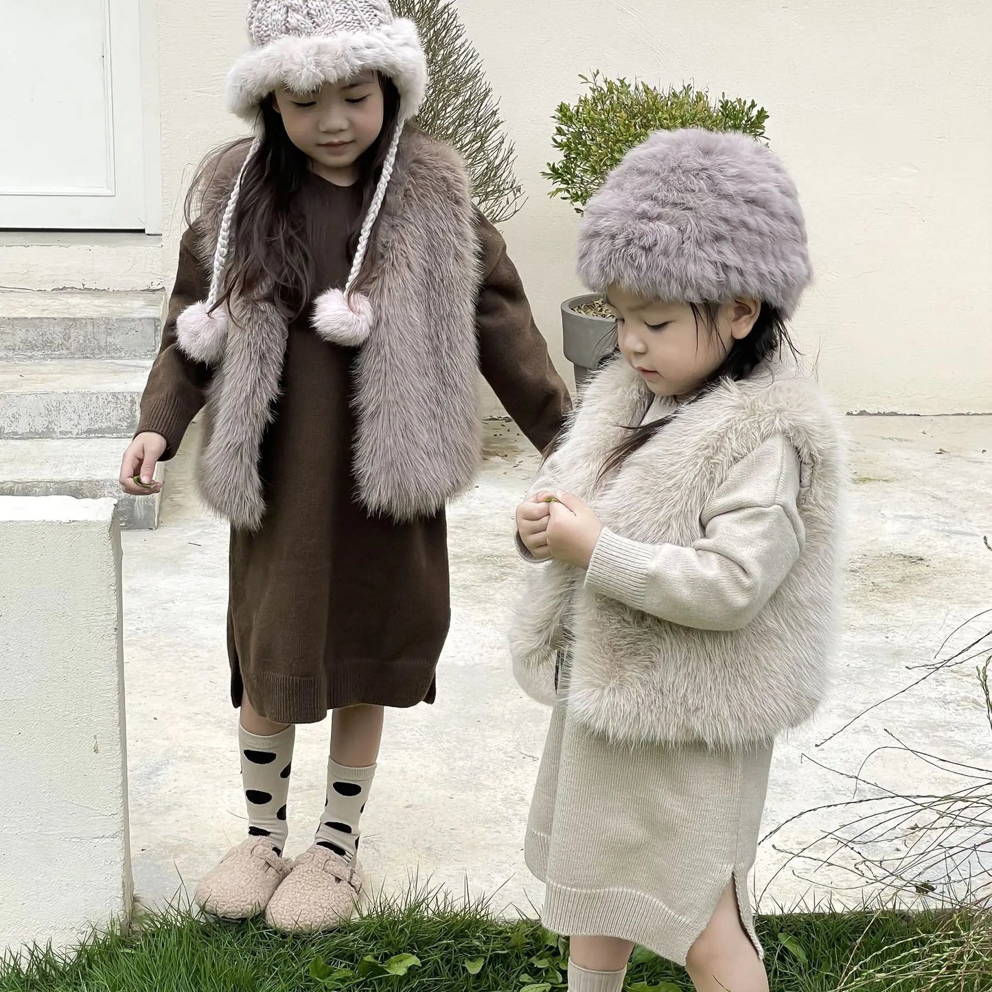 Girls Plush Fur Vest