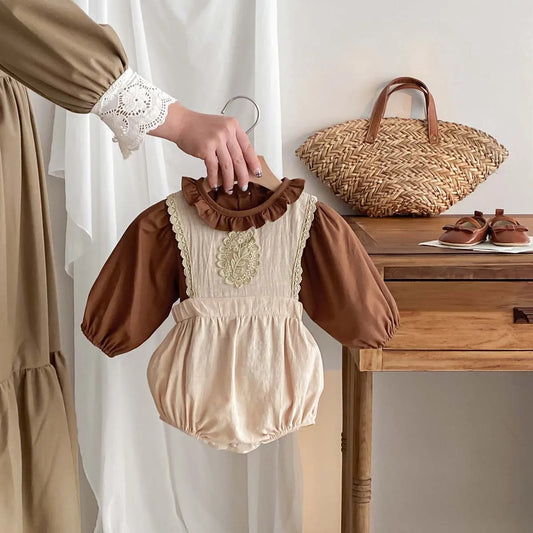 French Ruffle Lace Embroidery Blouse and Romper