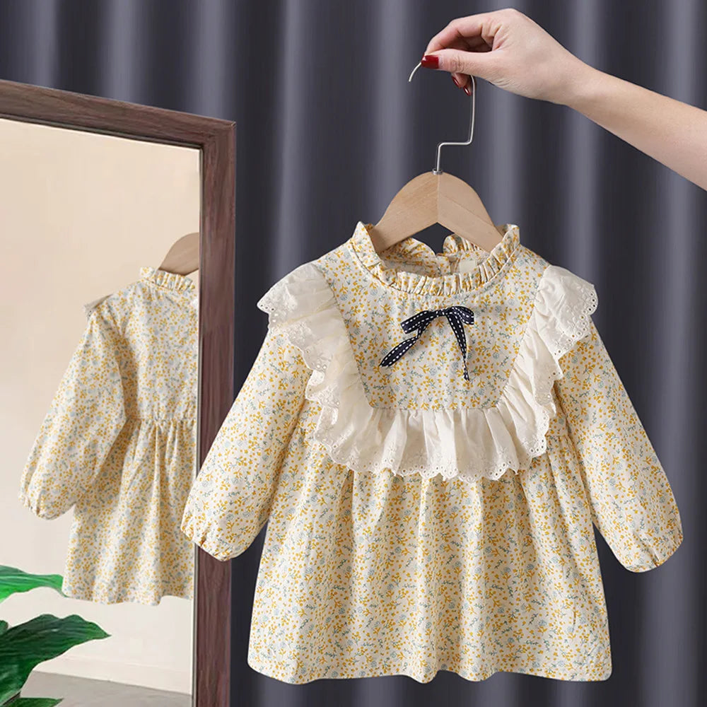 Girls Floral Peter Pan Collar Dress