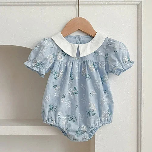 Floral Embroidery Cotton Rompers