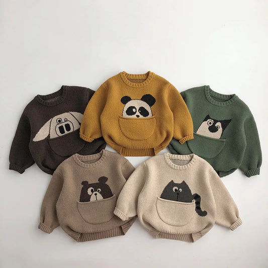 Unisex Cartoon Animal Knit Shirt