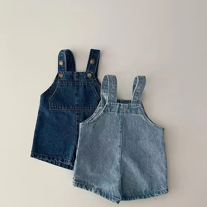 Pocket Denim Suspender Overalls