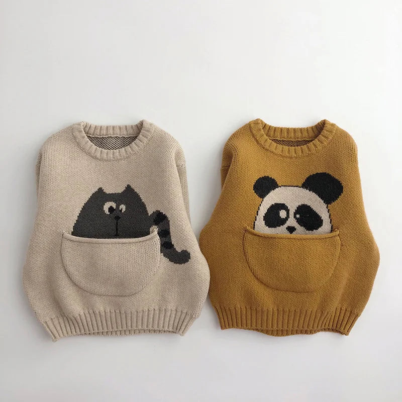 Unisex Cartoon Animal Knit Shirt