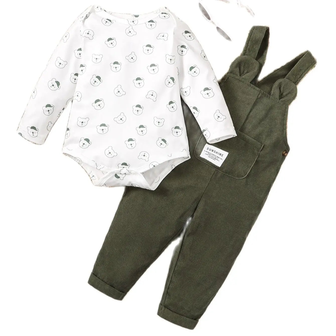 Boys White Bear and Green Set