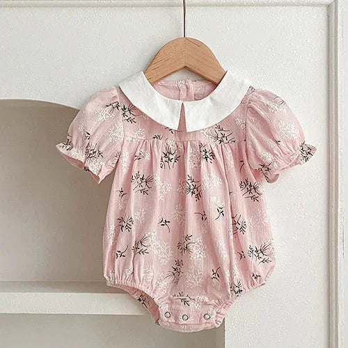 Floral Embroidery Cotton Rompers