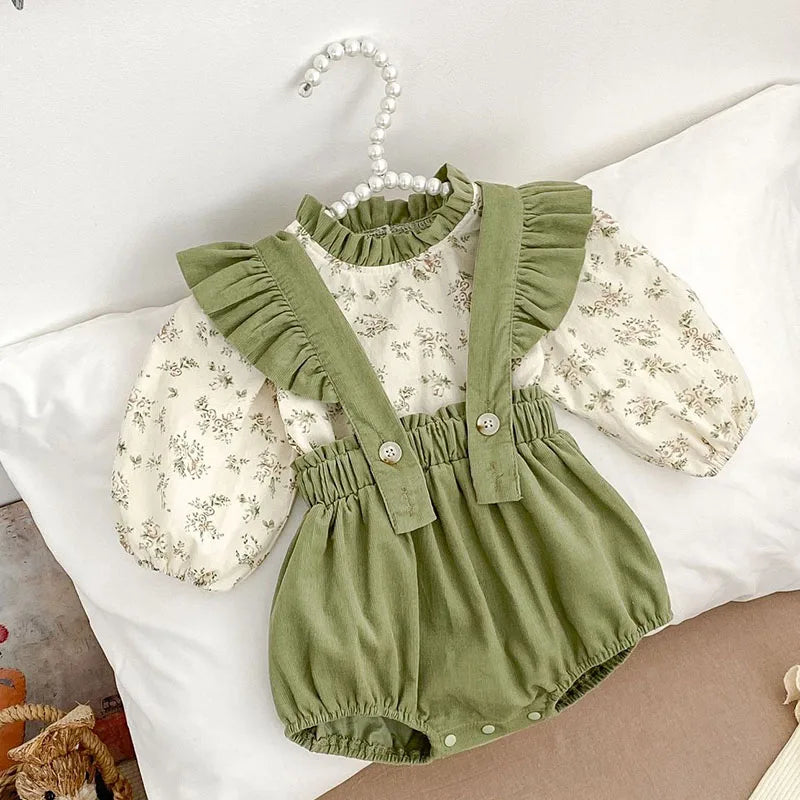 Green Floral Print Cotton Set