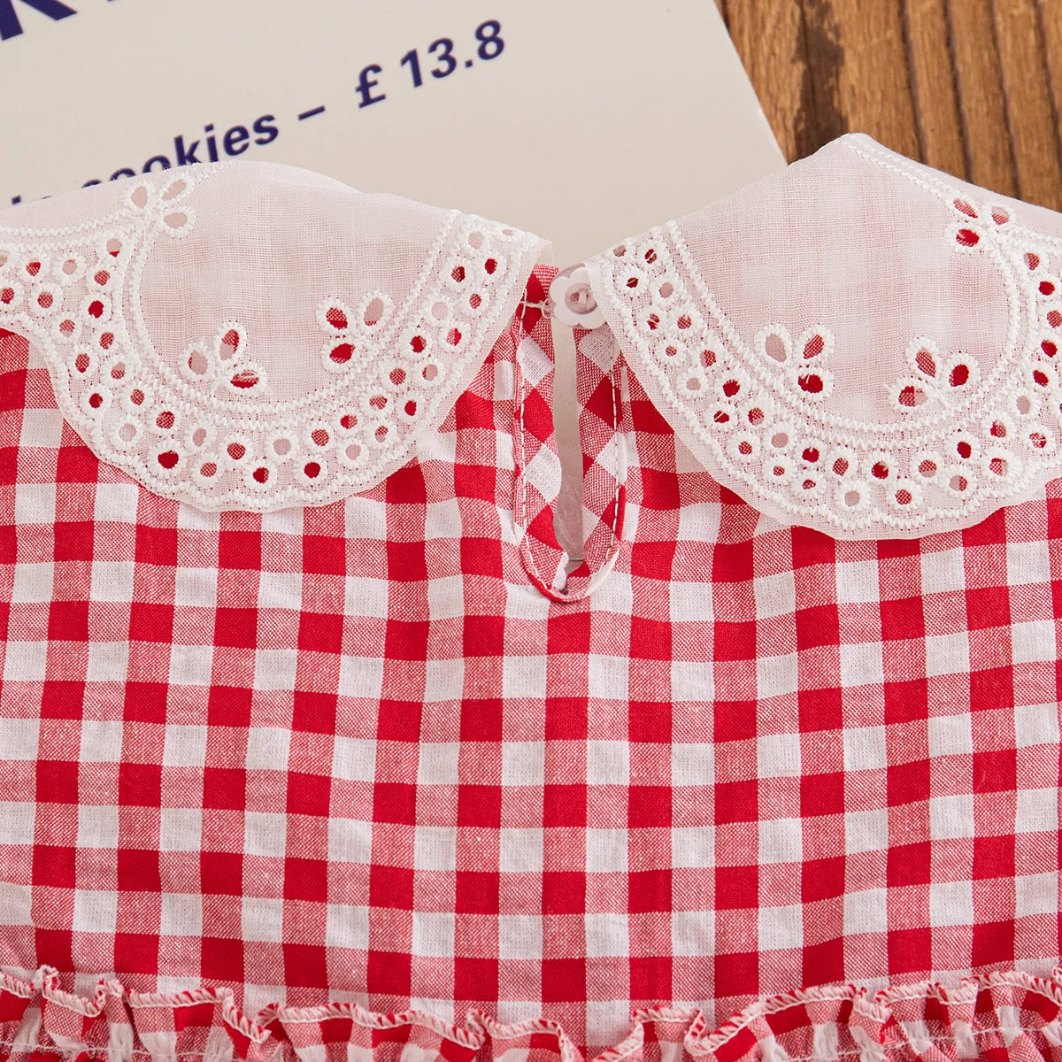 Plaid Strawberry Embroiderey Collar Dress