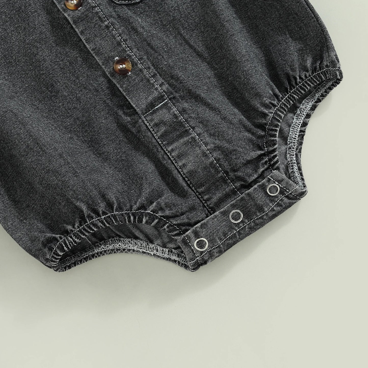 Denim Turn-Down Collar Romper