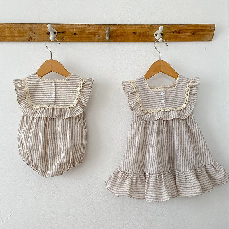 Girls Striped Romper and Dress