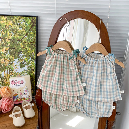 Plaid Striped Bowknot Set