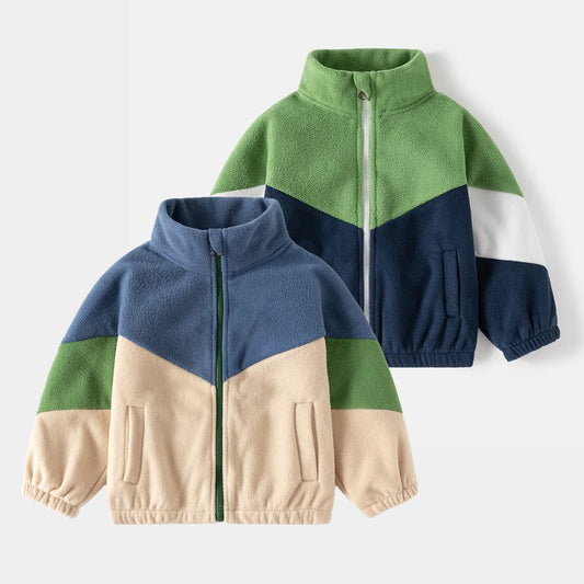 Patched Colour Polar Fleece Jacket