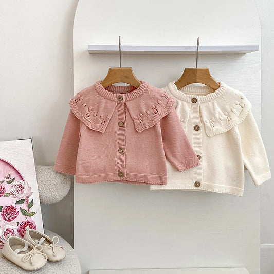Thick Ruffled Collar Knit Cardigan