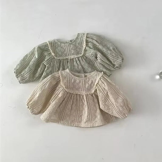 Lace Puff Sleeve Ruched Blouse