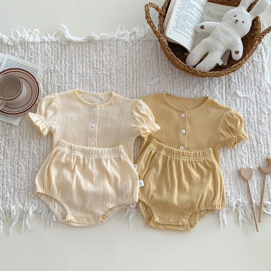 Knit Embroidery Button Down Set