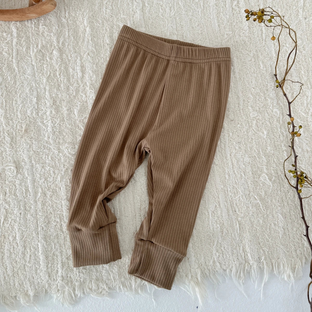 Brown Rainbow Ribbed Knit Set