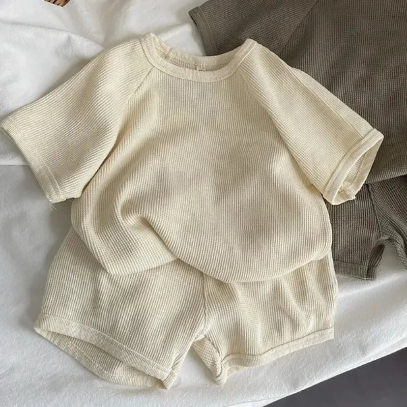 Waffle Knit Shorts Set