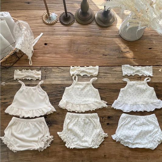 Thin Cotton Floral Ruffle Set