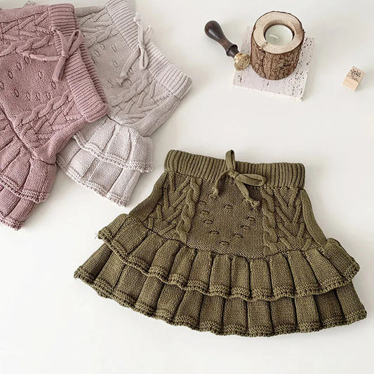 Girls Short Knit Skirt and Shorts