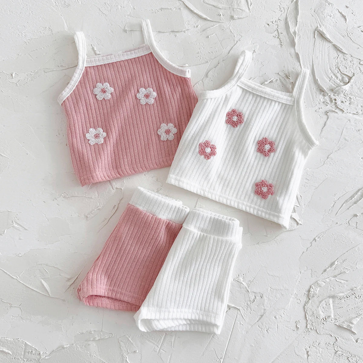 Ribbed Floral Patch Camisole Set