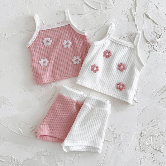 Ribbed Floral Patch Camisole Set