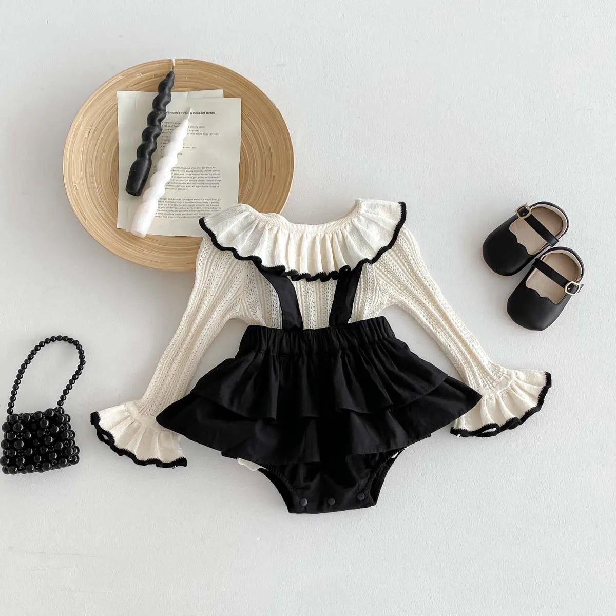 Knit Doll Collar Skirt and Shirt