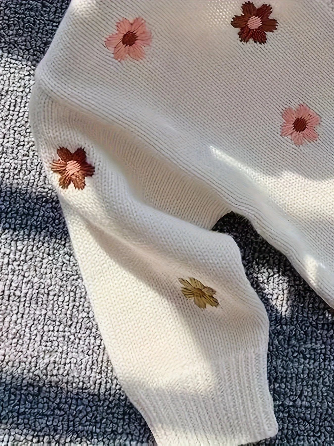 Fall Floral Embroidery Knit Cardigan