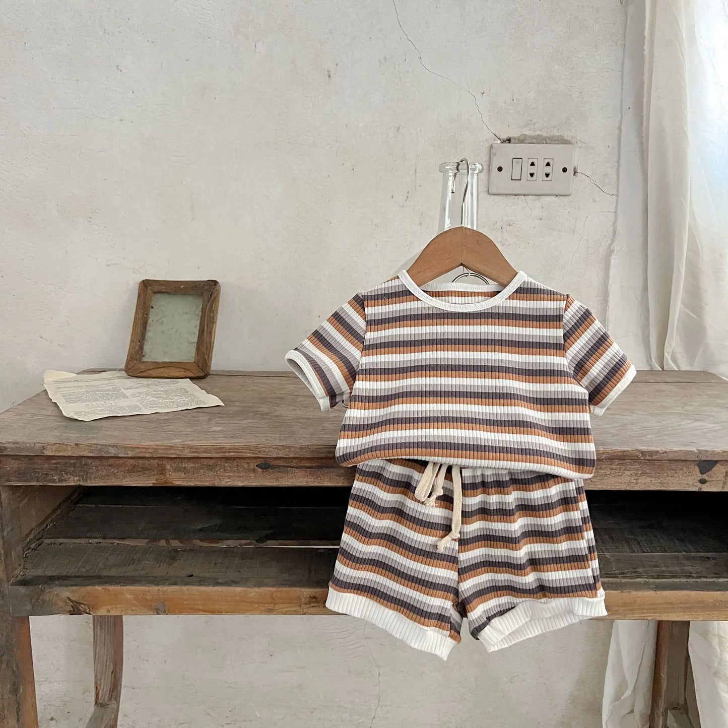 Boys Short Sleeve Striped Set