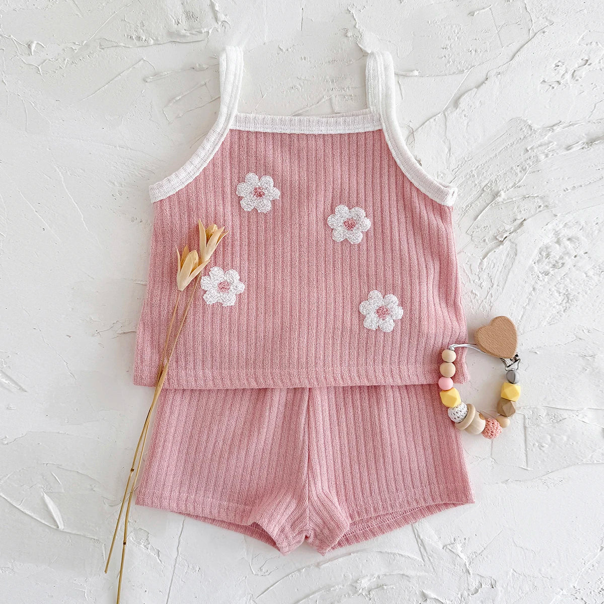 Ribbed Floral Patch Camisole Set