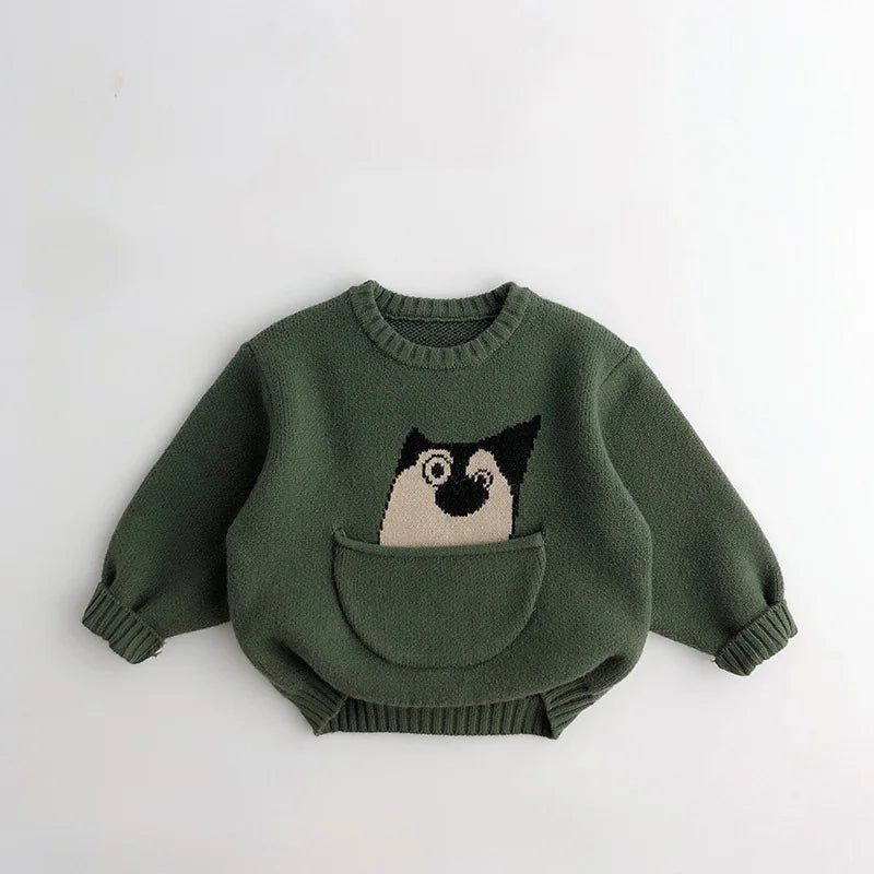 Unisex Cartoon Animal Knit Shirt