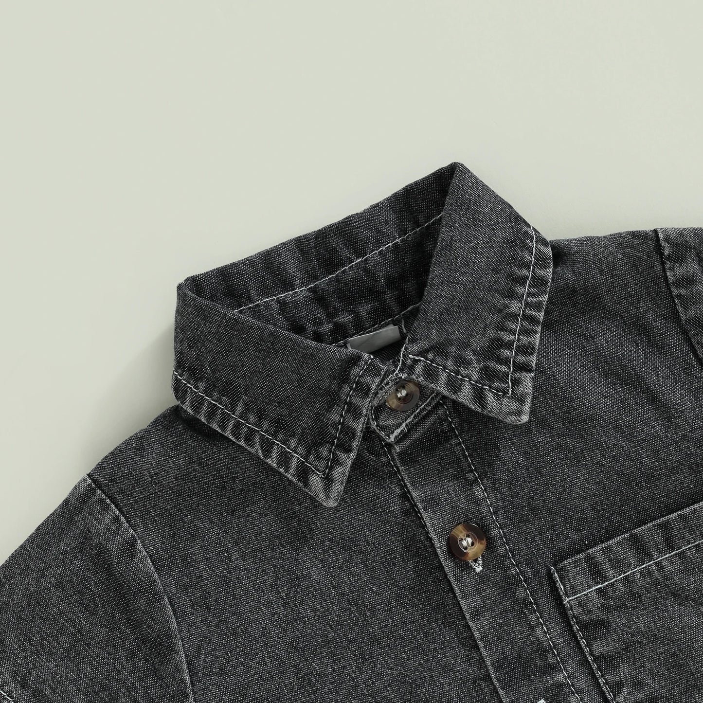 Denim Turn-Down Collar Romper