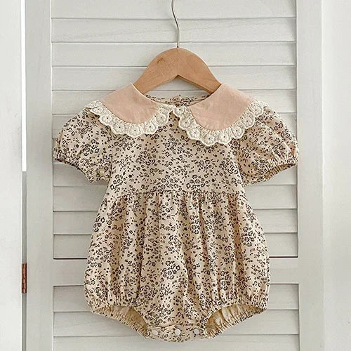 Floral Embroidery Cotton Rompers