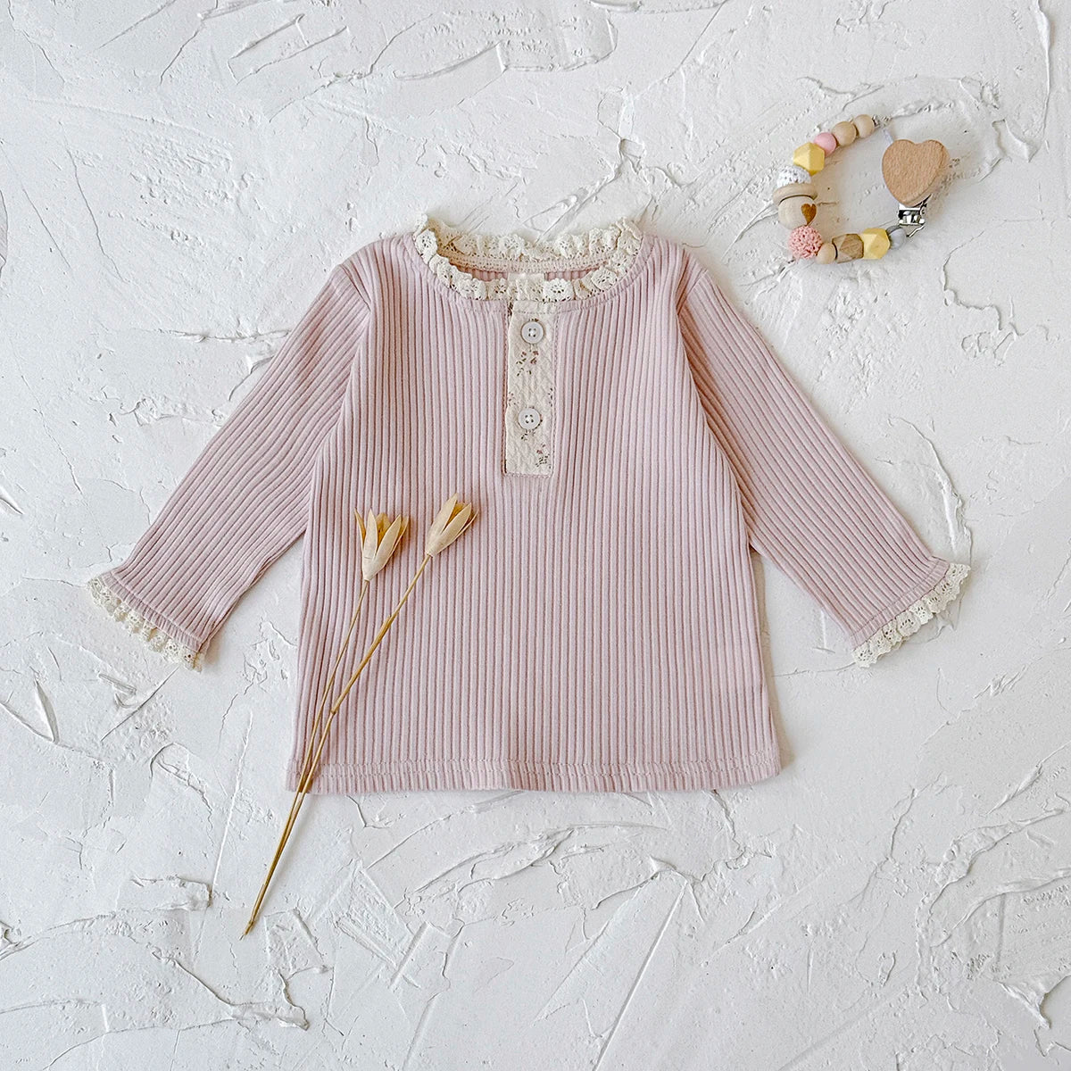 Floral Laced Ribbed Knit Shirt