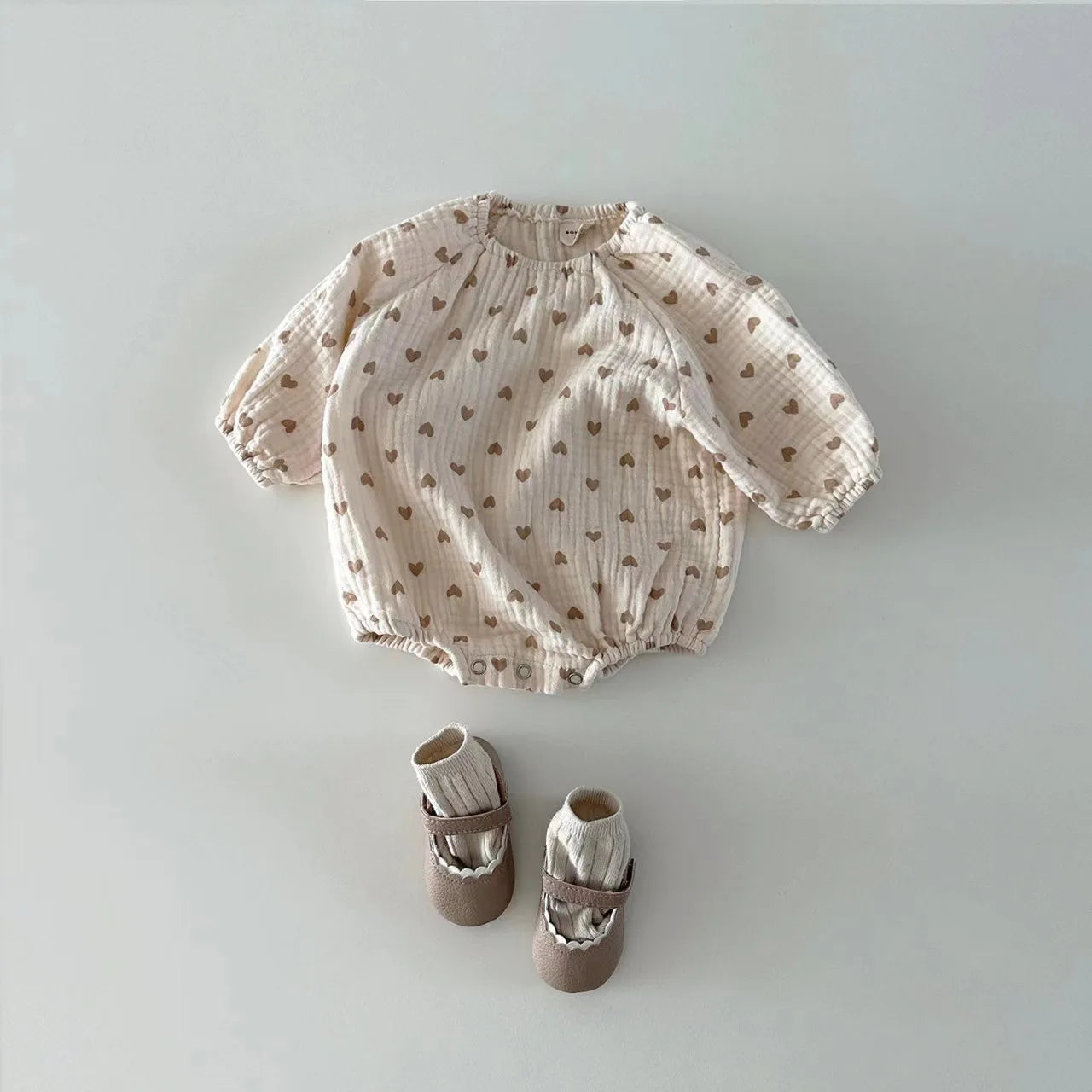 Cotton Plaid Hearts Romper