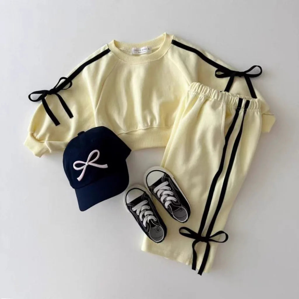 Girls Bow Sweatsuit Set