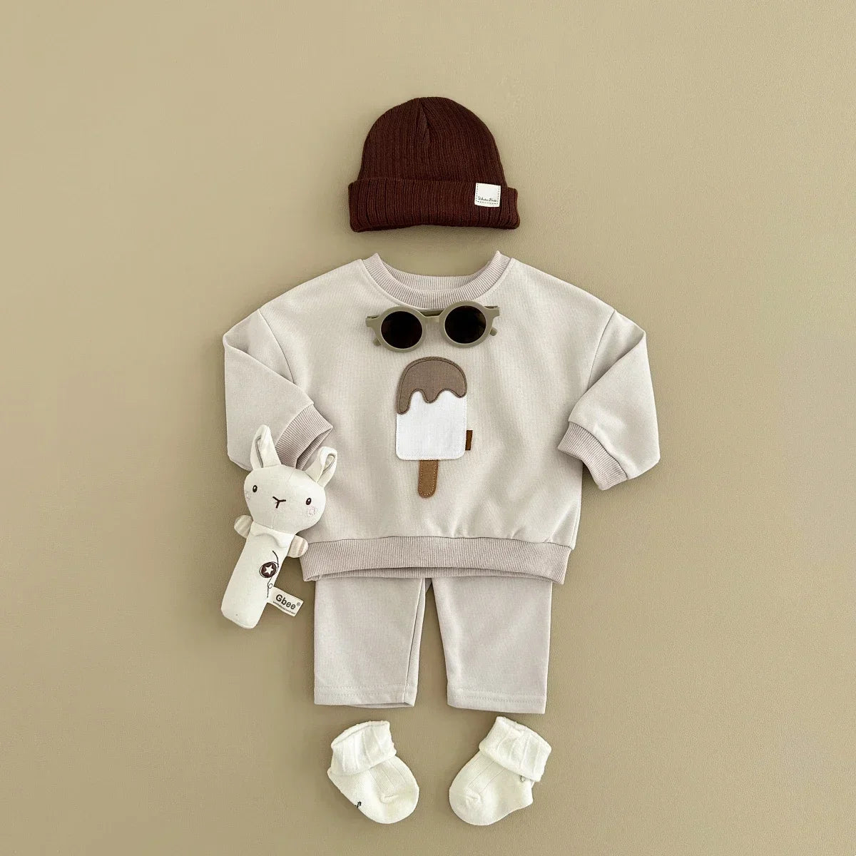 Ice-Cream Patch Sweatsuit Set