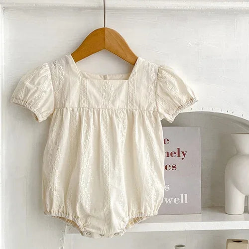 Floral Embroidery Cotton Rompers