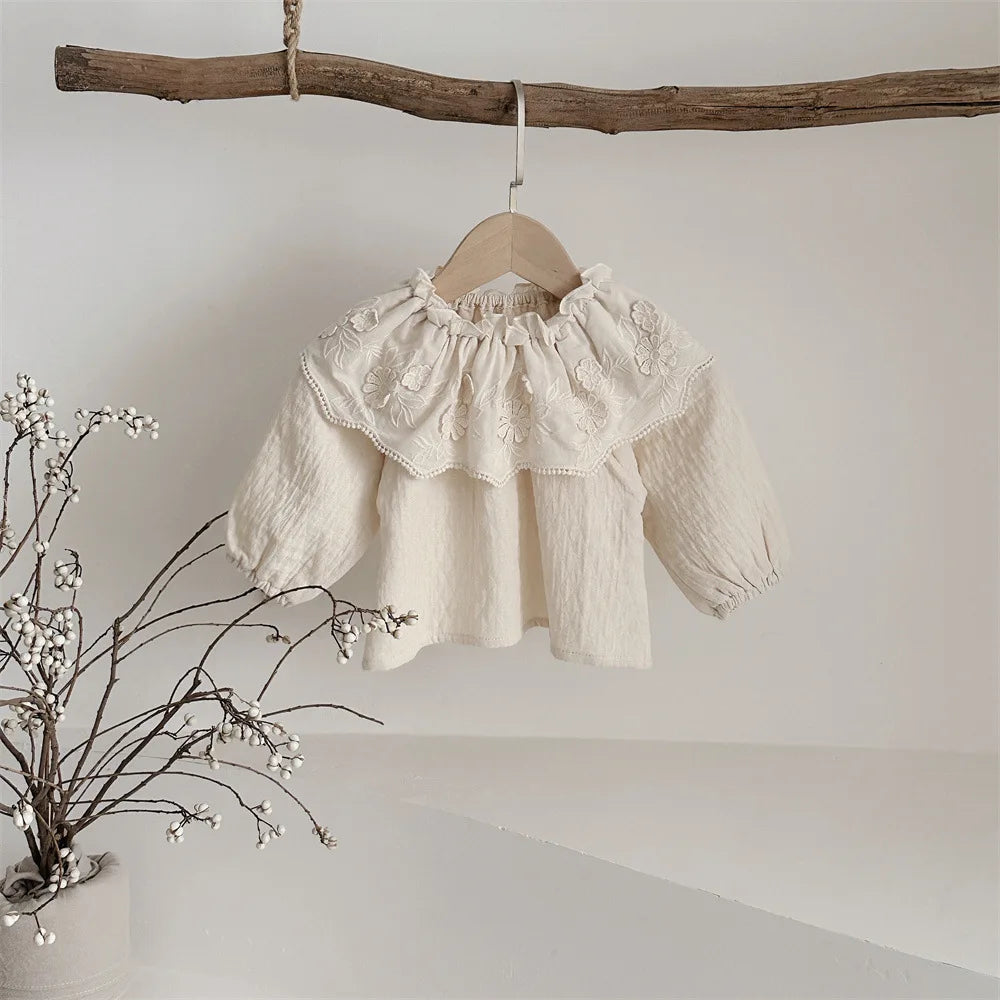 Big Ruffle Floral Collar Blouse