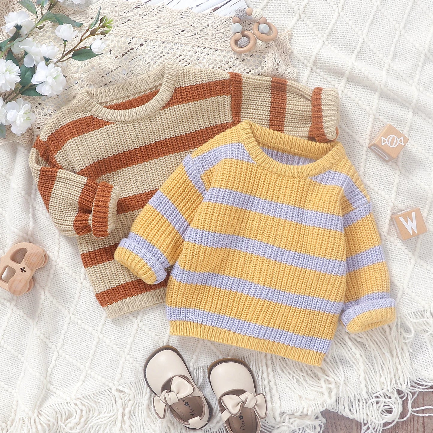 Two Colour Striped Knit Sweater