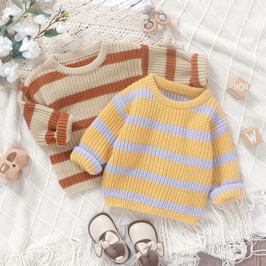 Two Colour Striped Knit Sweater