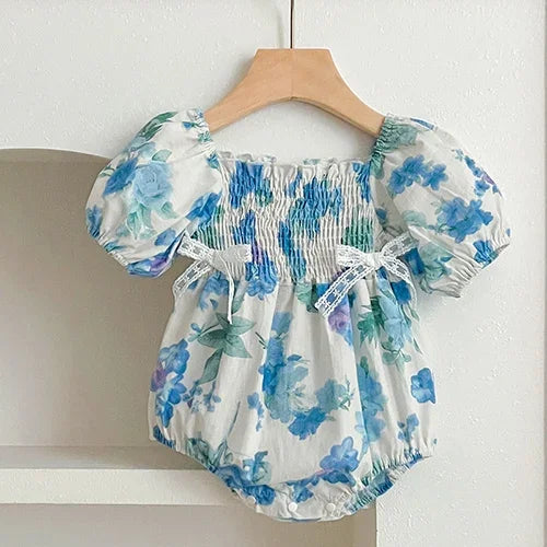 Floral Embroidery Cotton Rompers