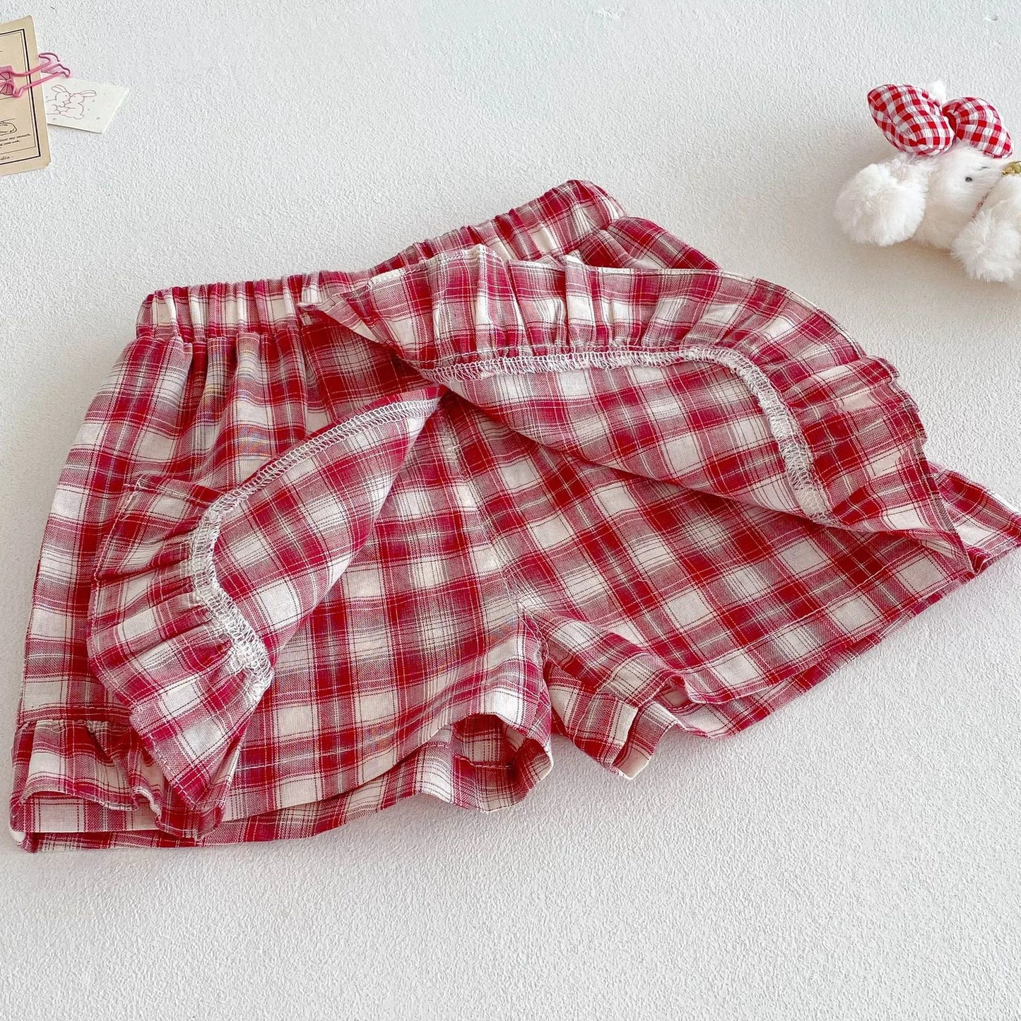 Bunny Plaid Lace T-shirt and Shorts