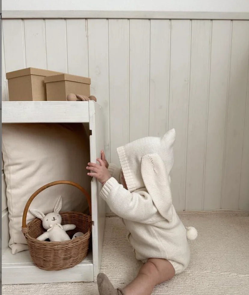 Knit Hooded Bunny Ear Romper