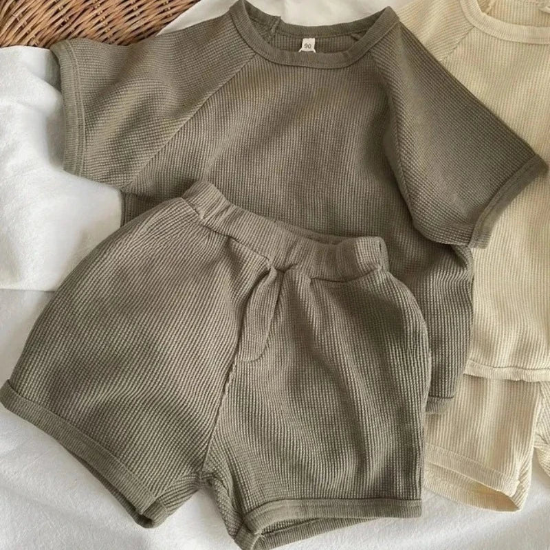 Waffle Knit Shorts Set
