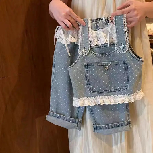Denim Polka Dot Laced Set