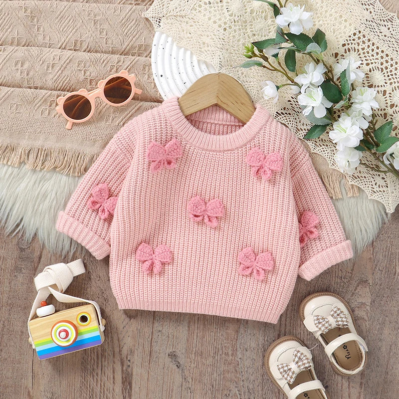Pink Knit Bowknot Sweater